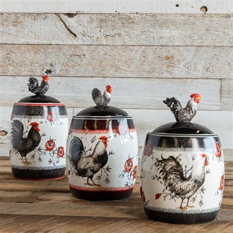 Rooster Canisters Set Of 3 Cracker Barrel Rooster Canisters
