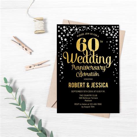 60th Wedding Anniversary Party Invitation Instant Download Etsy