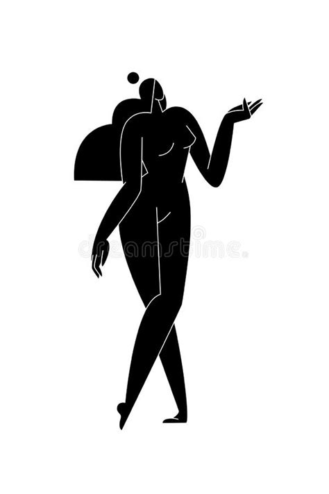 Contemporary Female Body Vector Illustration Set Nude Woman Silhouette
