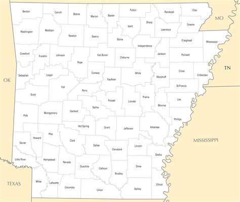 State Of Arkansas County Map