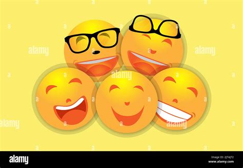 Smile Expression Emoji Lots Of Yellow Balls With Smiling Face Good For