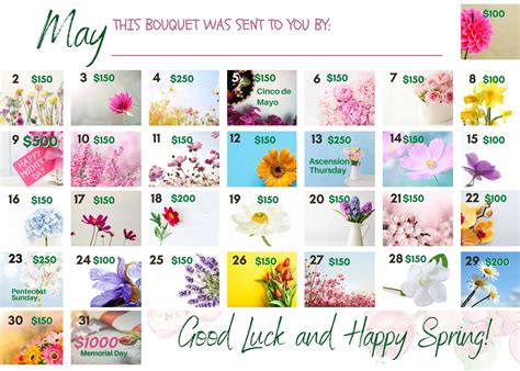 May Bouquet Calendar Raffle Ursulines Of The Eastern Province