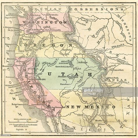 Western Pacific Usa States Map 1856 High Res Vector Graphic Getty Images