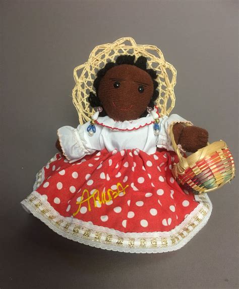Stuffed Cloth Caribbean Doll From Aruba Red Polkadot Skirt Etsy Red