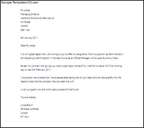 Editable Resignation Letter Example With Reason Sample Templates