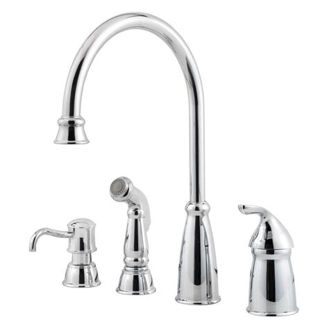 A high end/arc kitchen faucet is a special type of kitchen faucet for hard water that has a distinctive arc spout, may be accompanied by a sprayer, and is made of very durable materials that are naturally resistant to the common elements of wear and tear. Pfister Avalon Single-Handle High-Arc Standard Kitchen ...