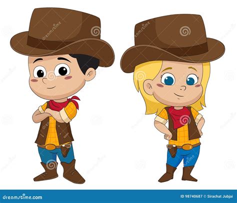 Cowboy Adorable Denfant Vecteur Et Illustration Illustration De