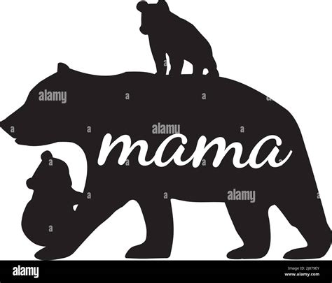 Vector Illustration Of A Mama Bear With Bear Cubs Stock Vector Image