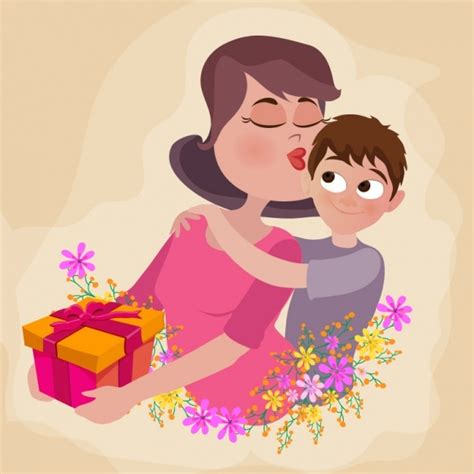 Genial Fondo De Madre Besando A Su Hijo Descargar Vectores Premium