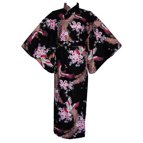 Cherry Blossom Kimono Black One Size Japanese Outfits Kimono