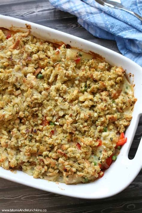 As i mentioned in the blog post above, be careful not to overmeasure the flour.i use the spoon and sweep method (normally i use the dip and sweep method for cookies and other recipes but it's very important in this recipe to not overflour or you'll have a bit of trouble with the recipe). Chicken Pot Pie with Stuffing Crust - Moms & Munchkins