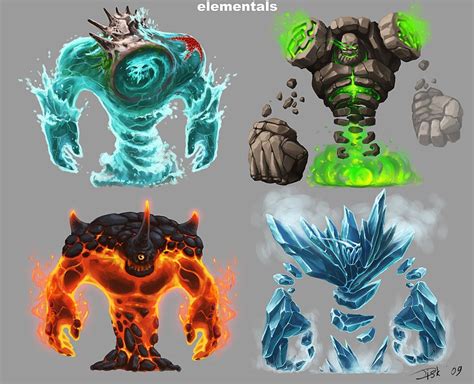 Elementals By D1sk1ss On Deviantart Creature Concept Art Creature