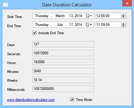 Calculates the result date time by adding/subtracting some years, months, weeks, days, hours, minutes and/or seconds to/from a base time, for instance: Download Date Duration Calculator 1.0