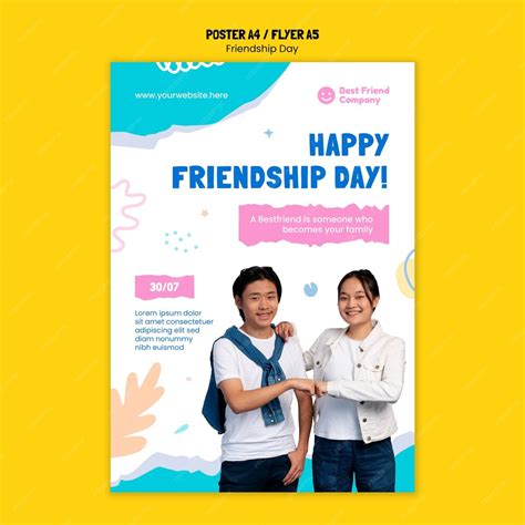 Free Psd Flat Design Friendship Day Poster Template