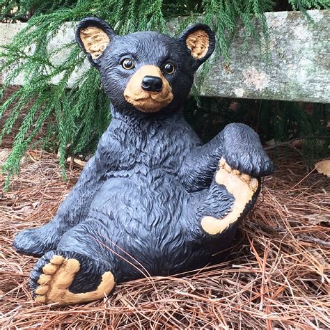Homestyles 13h Rustic Black Bear Outdoor Garden Animal Statue