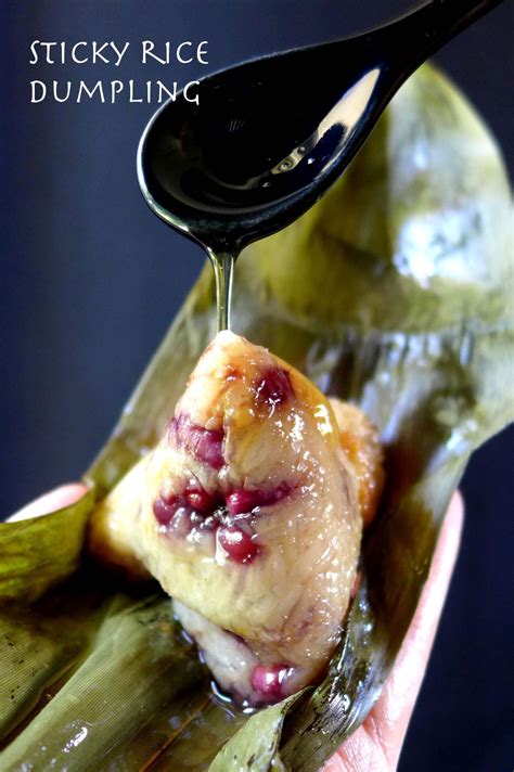 A Sweet Zongzi Sticky Rice Dumpling Filled With Red Bean Paste Meat Free Recipes Rice