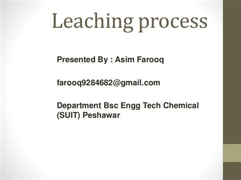 Leaching Process Solid Liquid Extraction