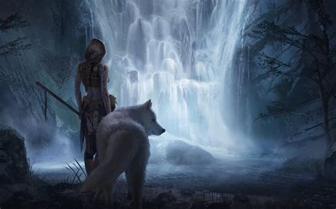 Fantasy Art Women Wolf Wallpapers Hd Desktop And Mobile Backgrounds
