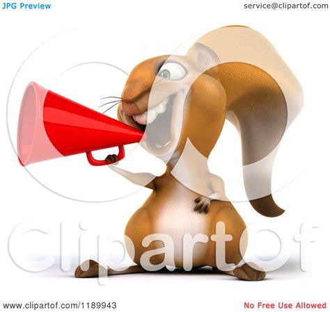 Clipart of a 3d Happy Squirrel Announcing with a Megaphone - Royalty Free CGI Illustration by ...