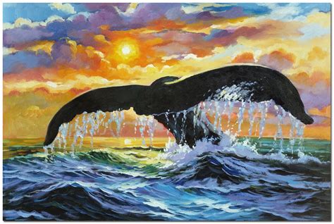 Sea Shepherd Hand Painted Ocean Landscape Whaletail Oil