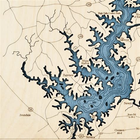 Lake Keowee Wall Art Two Level 3d Wood Map Sea And Soul Charts