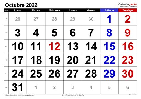 Calendario Octubre 2022 Para Imprimir Imagesee
