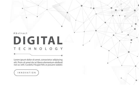 Digital Technology Banner Black And White Background Concept With