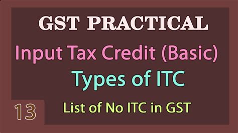 Ineligible itc under gst is a list of items/goods/services on which you can not avail input tax credit in any condition. ITC Input Tax Credit Theory - GST Tutorial - List of ITC ...