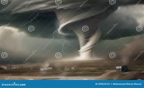 Tornado In Stormy Landscape Climate Change And Natural Disaster