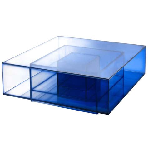 Null Blue Glass Clear Transition Color Coffee Table By Studio Buzao