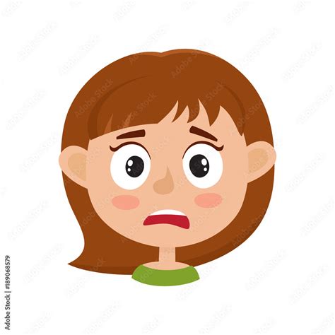 Little Girl Scared Face Expression Cartoon Vector Illustrations Stock