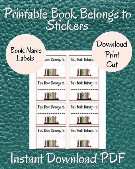 Printable Book Name Stickers Book Belongs To Stickers Etsy