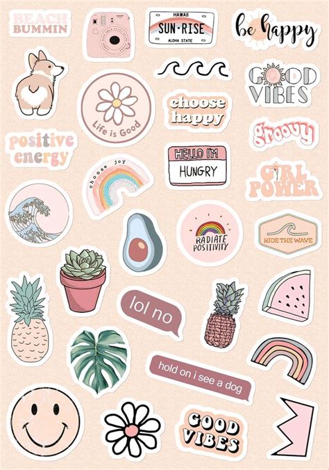 💕aesthetic Pink Stickers 💕 Scrapbook Stickers Printable Cool