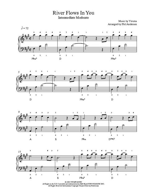 Free sheet music with notes fingering chart download. River Flows In You by Yiruma Piano Sheet Music ...