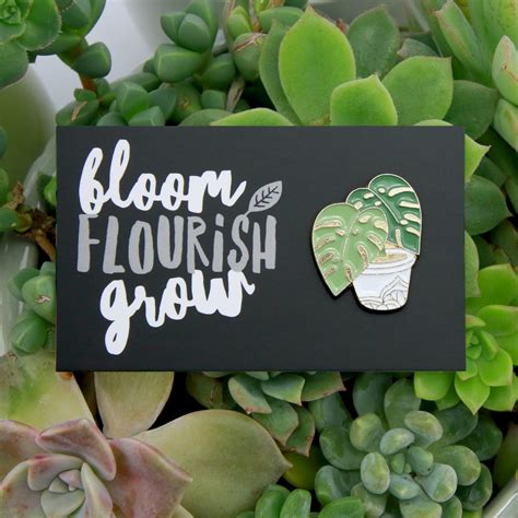Plant Pins Bloom Flourish Grow Monstera Pot Enamel Badge Pin 910