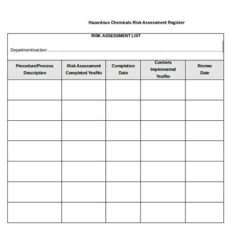 Printable Simple Risk Assessment Template Free Printable Download