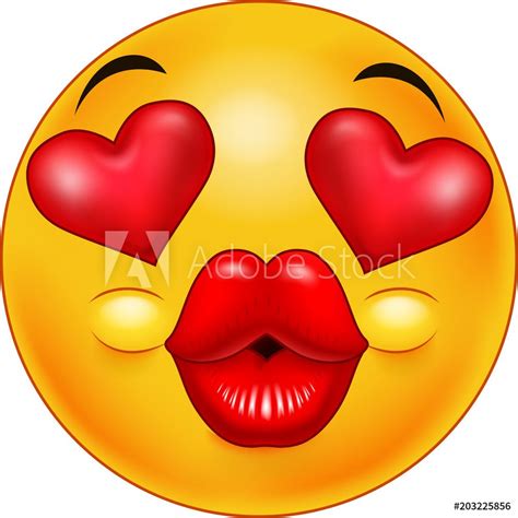 Cute Kissing Emoticon With Hearts Of Eyes As An Expression Of Love