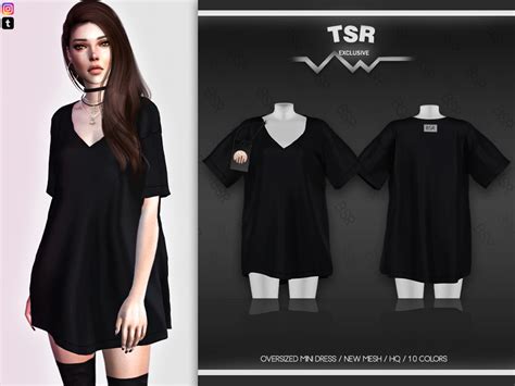 Oversized Mini Dress Bd467 By Busra Tr At Tsr Sims 4 Updates