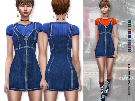 The Sims Resource Denim Dress By Esyram • Sims 4 Downloads