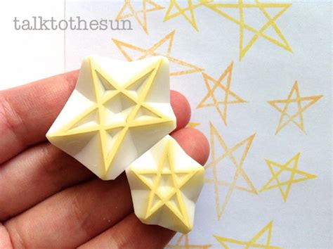 Star Rubber Stamps Hand Drawn Star Stamps Hand Carved Etsy