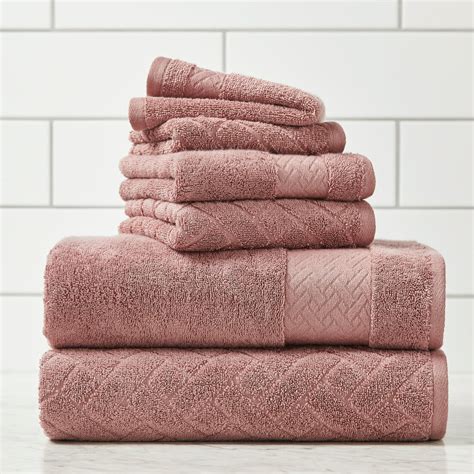 Better Homes And Gardens Wicker Jacquard 6 Piece Bath Towel Set Ash Rose
