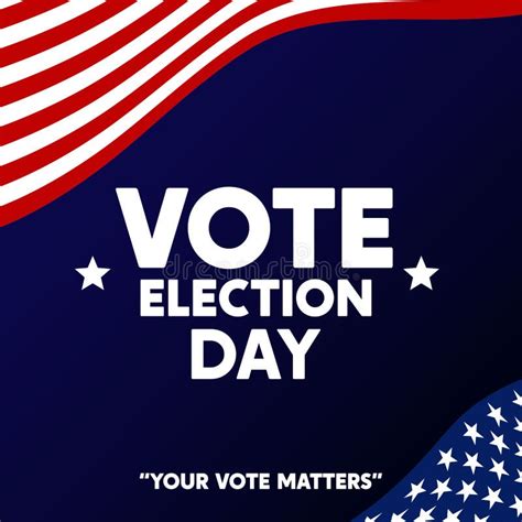 America Vote Election Day Usa Vote Poster With Flag And Stars Flat