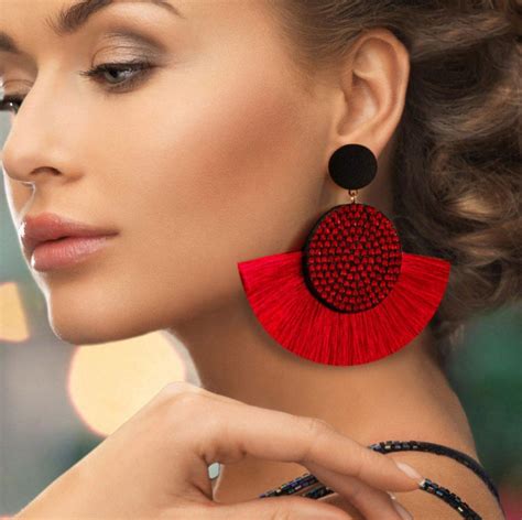 bohemian crystal tassel earrings in 2020 big earrings women s earrings women jewelry