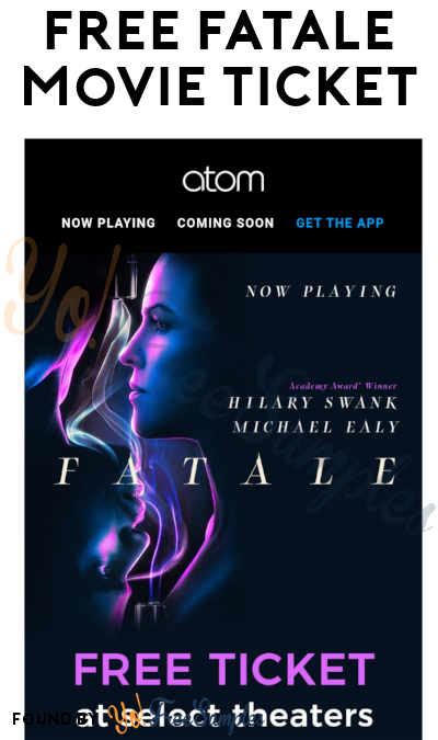 Atom tickets is pitching their own subscription service for moviegoers, coined atom movie access, at cinemacon next week in las vegas. FREE FATALE Movie Ticket from Atom Tickets - Yo! Free Samples