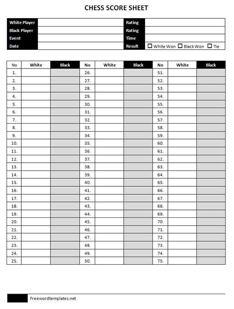 Printable Chess Notation Sheets Free