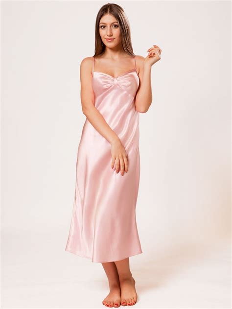 High Quality Pink Silk Nightgowns Night Gown Long Silk Nightgown Silk Night Dress