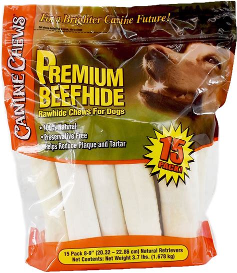 Canine Chews Premium Beefhide Rawhide Chews Dog Treats 15 Count