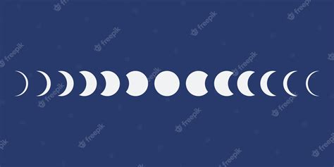 Premium Vector Set With Moon Phases Moon Phases Vector Icon On Blue
