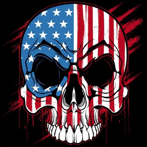 Premium Vector American Flag Skull T Shirt Design