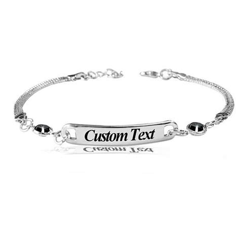 Customized Silver Bracelet Personalized Engavable Initial Name Letter